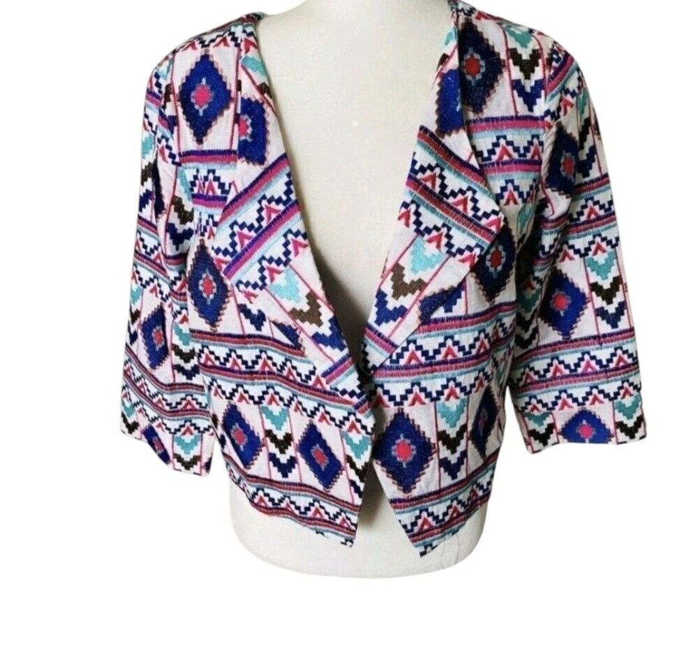 Rory Beca From Revolve NEW Lance Aztec Western Embroidered Crop Jacket SZ Small